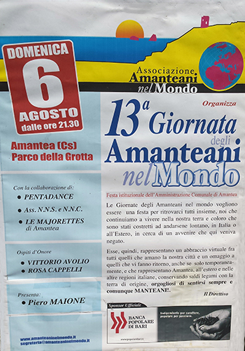 Locandina 13ª Giornata degli Amanteani nel Mondo 2017